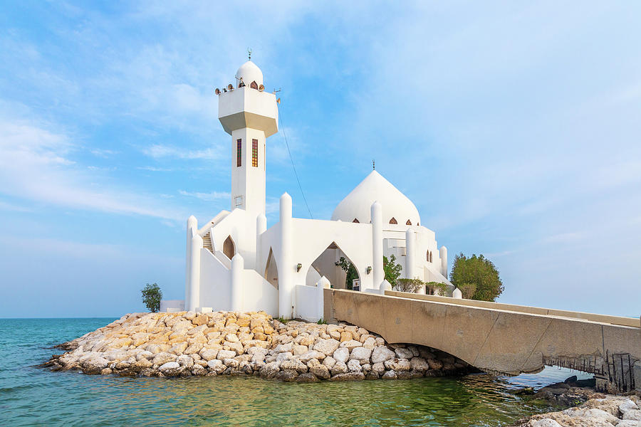 White Salem Bin Laden Mosque built on the island with sea in the