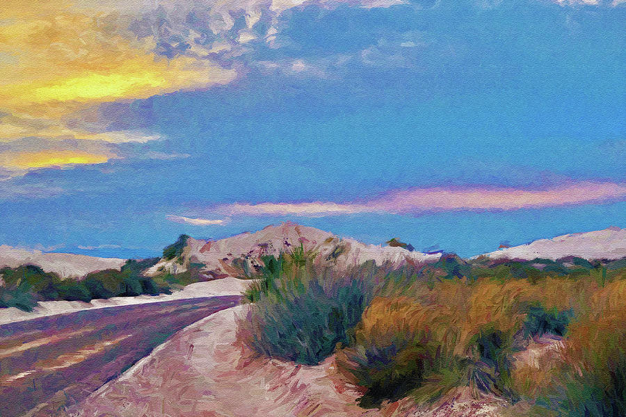 White Sands New Mexico at Dusk Painting Mixed Media by Tatiana Travelways