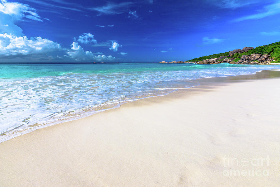 White sandy Seychelles beach Photograph by Benny Marty