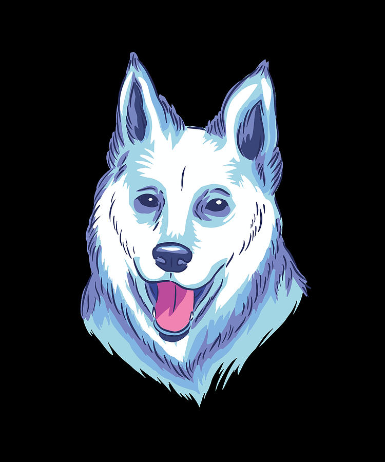 White shepherd dog drawing dog owner gifts Digital Art by Norman W Pixels