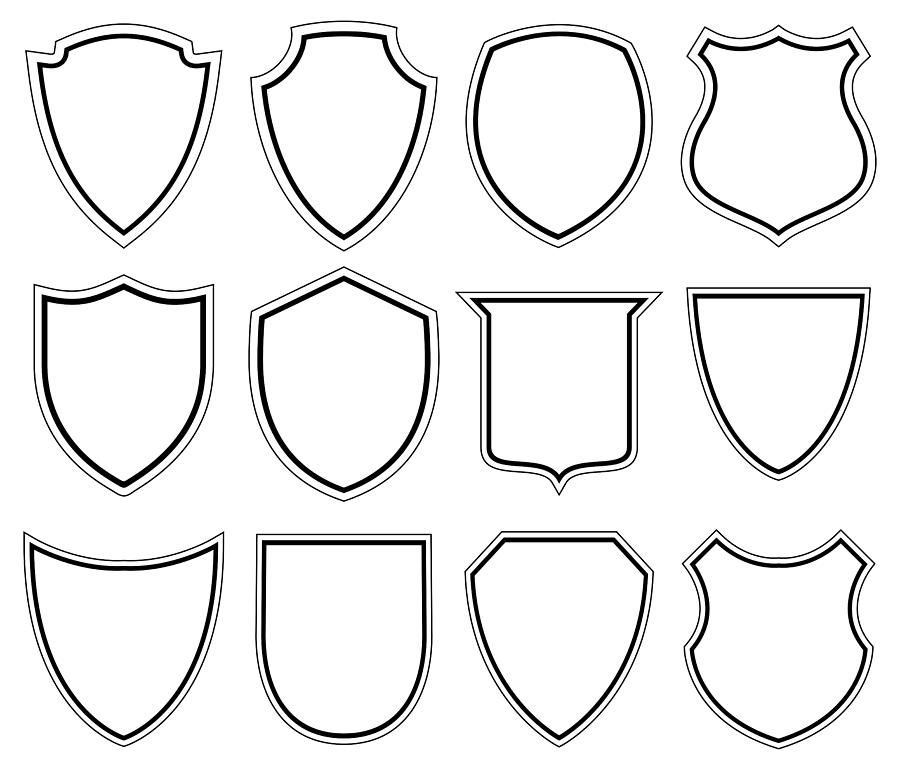 White Shield icons - Illustration Drawing by Pop_jop