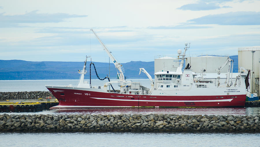 White Ship In Iceland Harbour Photograph by Stephan Zabel