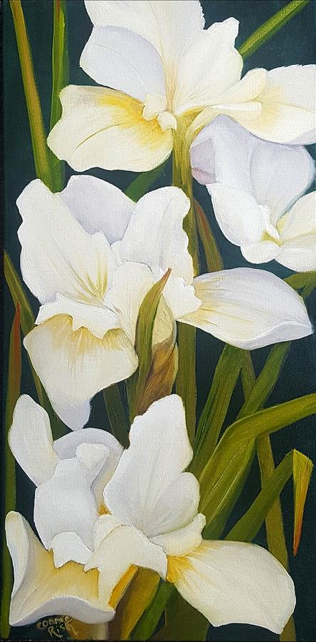 White Siberian Iris Painting by Connie Rish