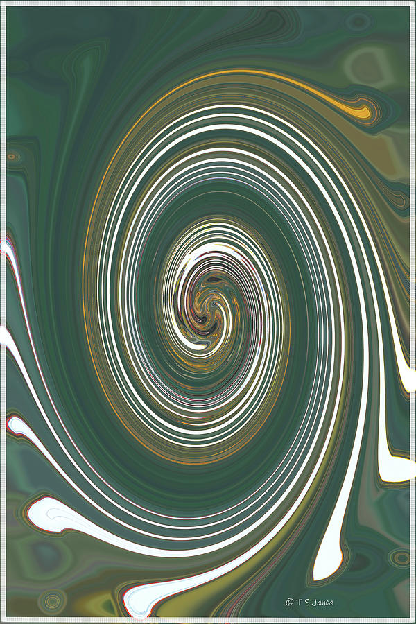 White Spiral Abstract Digital Art by Tom Janca