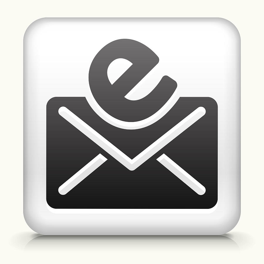 White Square Button with Email Letter Icon Drawing by Bubaone