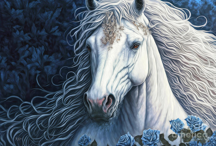 White Stallion Beauty Painting by Tina LeCour