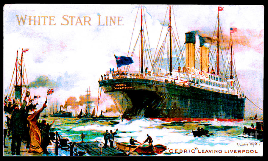 White Star Line RMS Cedric Travel Poster 1903 Painting by Charles Dixon ...