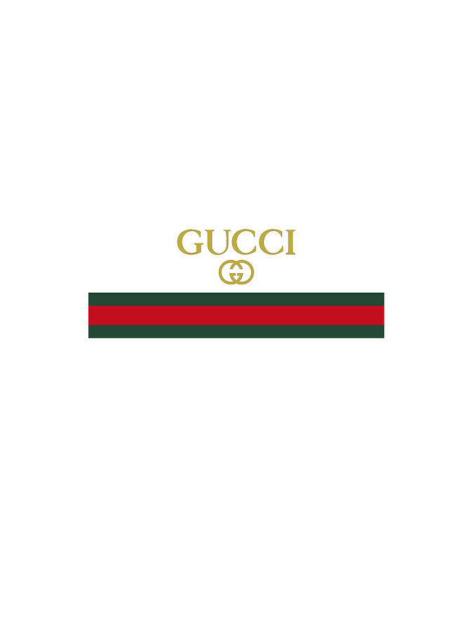 White Stripe Gucci Logo Digital Art by Kumi Kuma