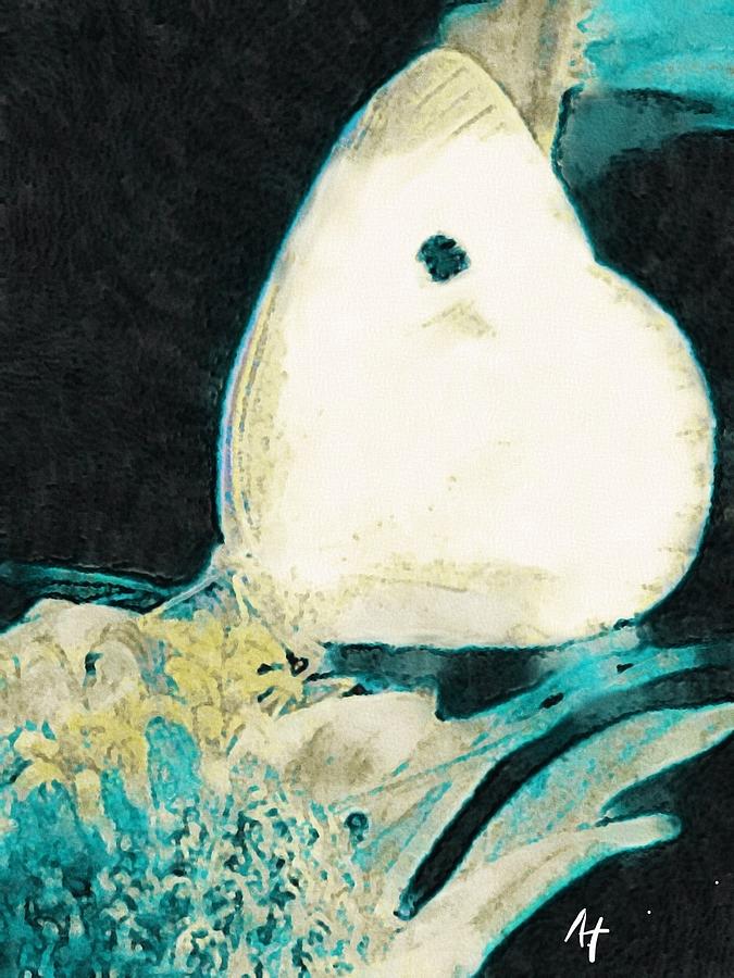 White Sulpher Butterfly in Teal Painting by AList Art Gallery White Sulpher Butterfly in Teal Painting by AList Art Gallery