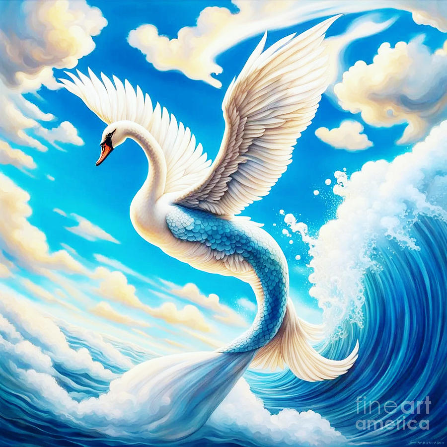 White Swan Rising Digital Art by Karen Newell