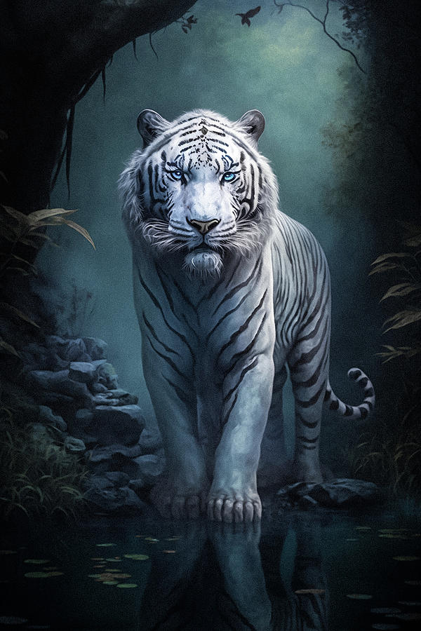 White Tiger 2 Digital Art by Brandi Barnes Fine Art America