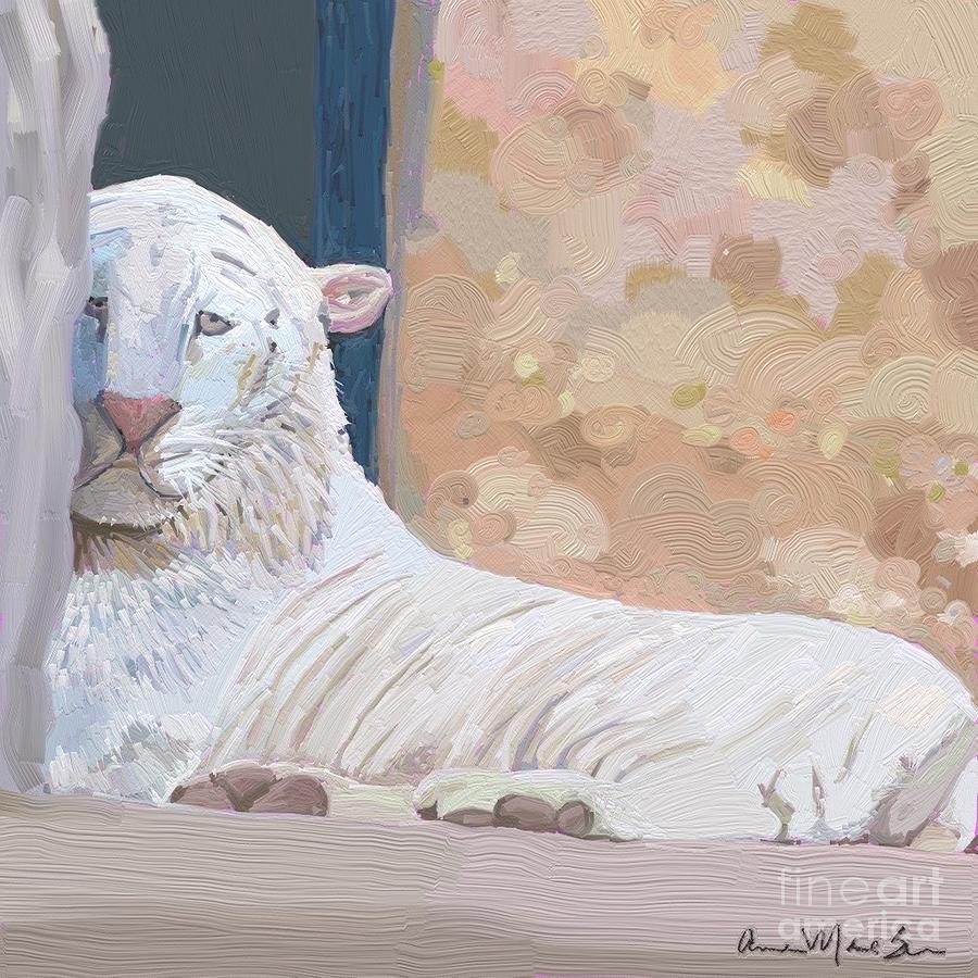 White Tiger Painting by Anne Marie Brown