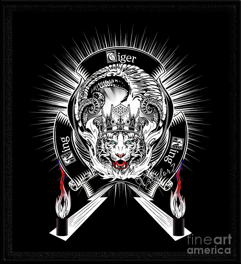 White Tiger Art Emblem by Xzendor7 Digital Art by Rolando Burbon