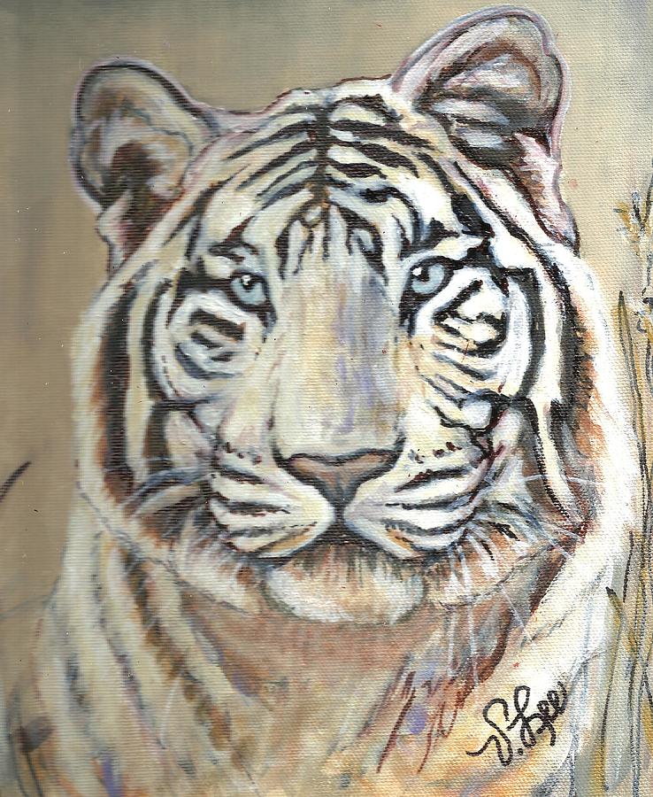 White Tiger Intrigue Painting by VLee Watson