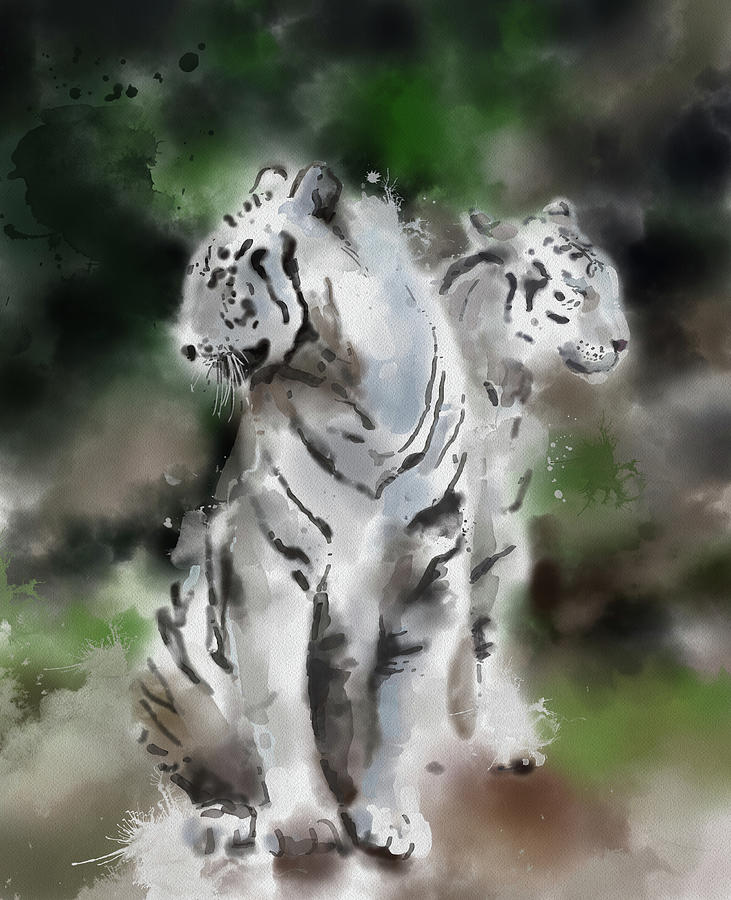 White Tigers Digital Art