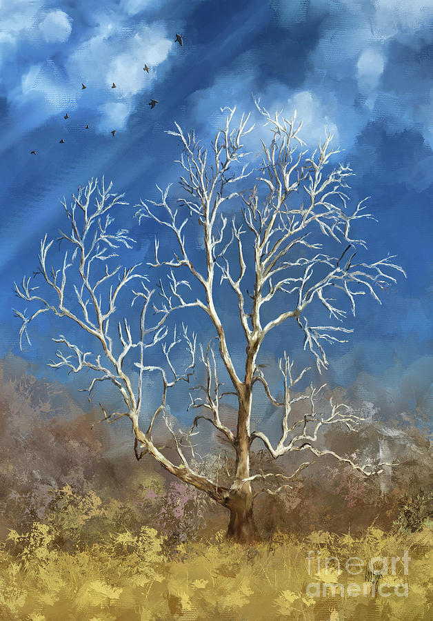 White Tree Blue Sky Digital Art by Lois Bryan