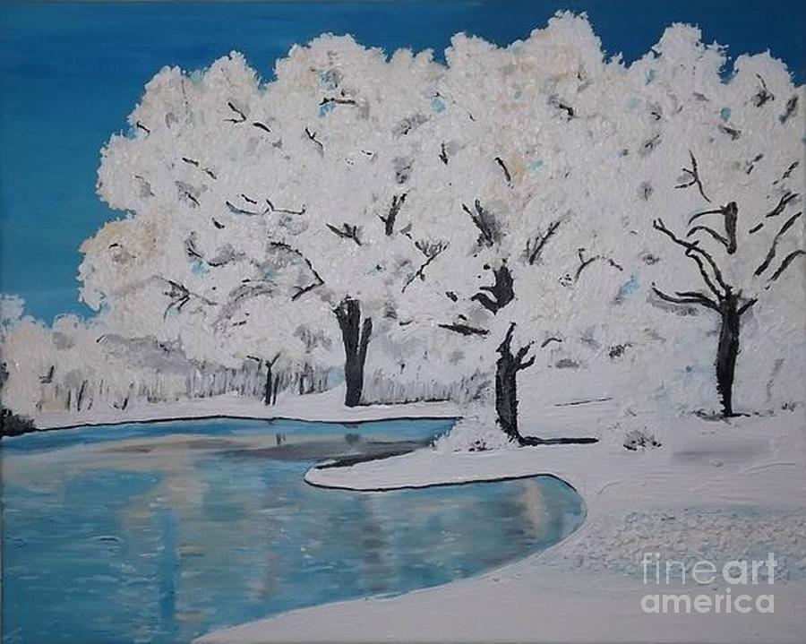 White Trees Painting by Denise Morgan