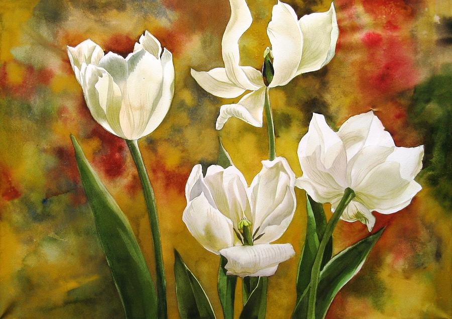 White Tulips  Painting by Alfred Ng