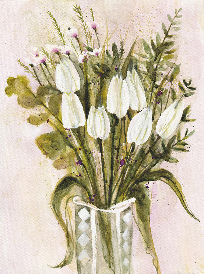 Flower Digital Art - White Tulips by Darkstars Art