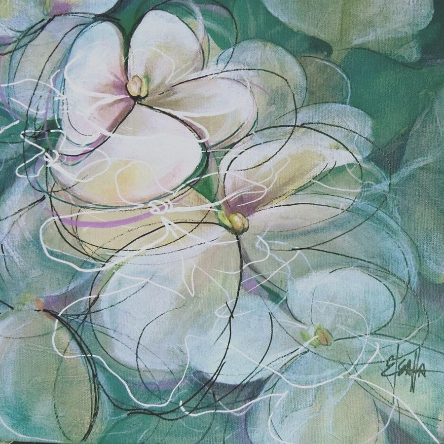 White Violets Mixed Media by Eleatta Diver