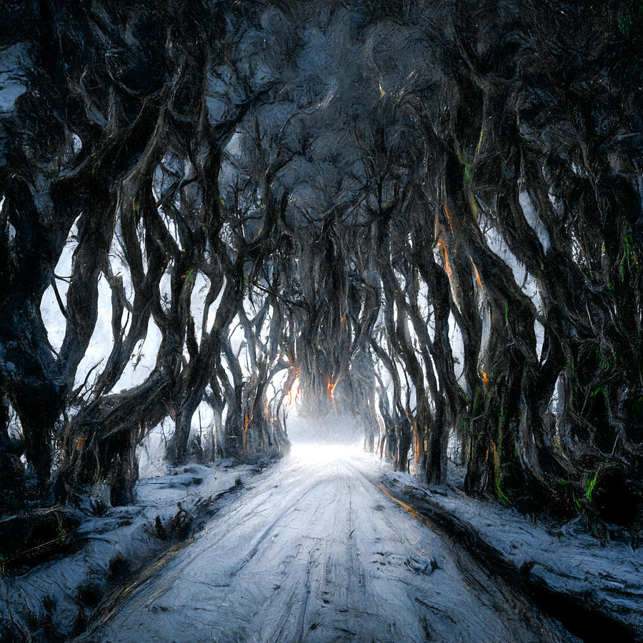 White Walkers Dark Hedges Digital Art by Wes and Dotty Weber