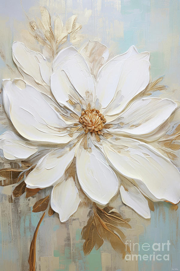 White Wild Flower Painting by Tina LeCour