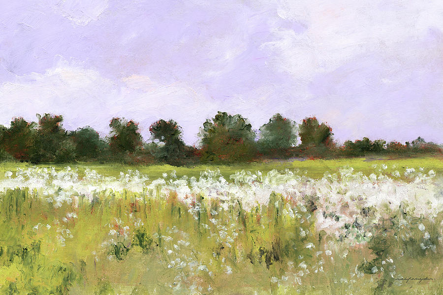 White Wildflowers Painting by J Reifsnyder