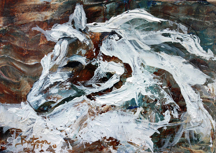 White Wind Horse Painting by Barbie Batson