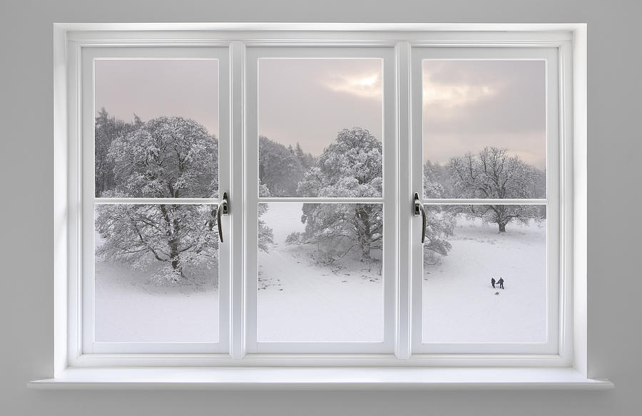 white windows with Winter view Photograph by Phototropic