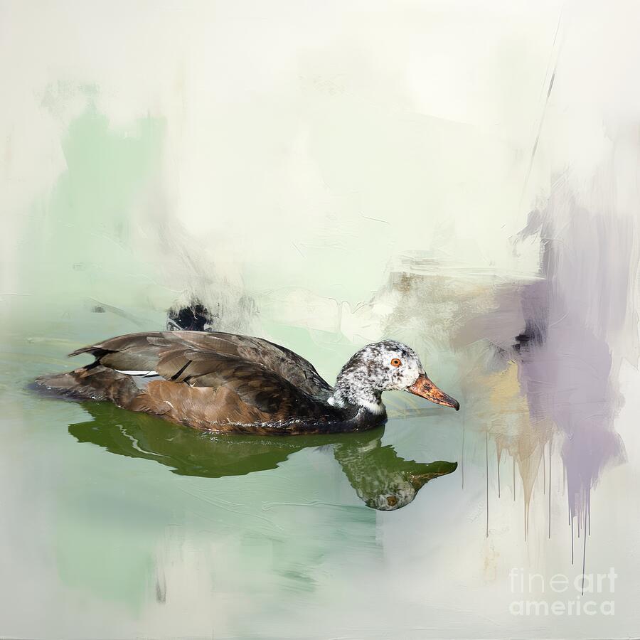 White-Winged Duck Mixed Media by Eva Lechner