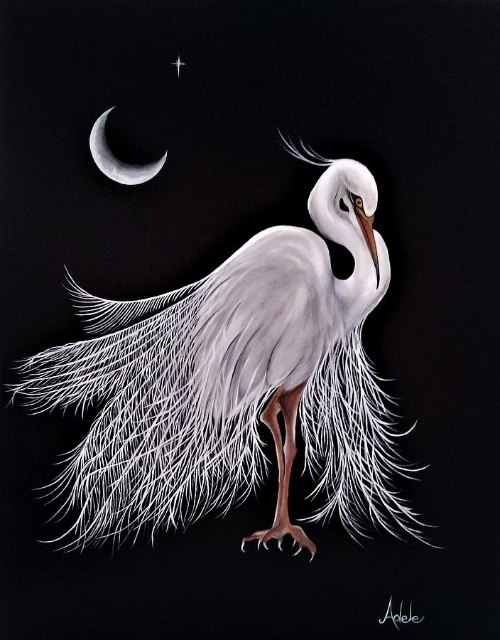 Egret Painting - The Groom by Adele Moscaritolo