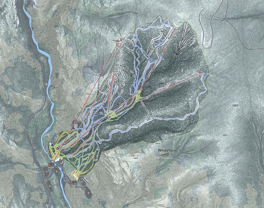 Whiteface Ski Resort Map Digital Art by Powder Addicts - Fine Art America