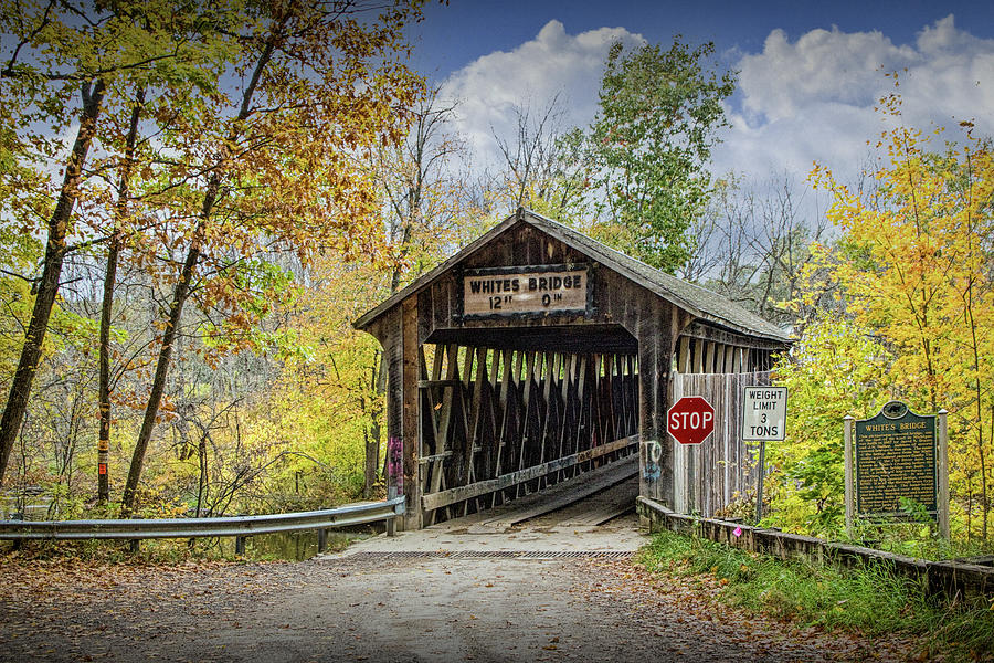 Whites Covered Bridge on the Flat River near Lowell Michigan No. 0338 ...