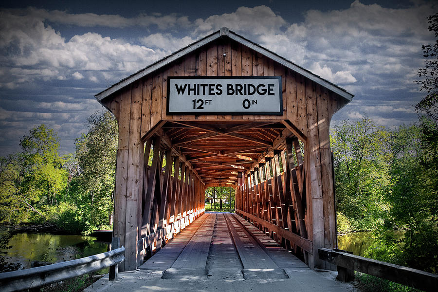 Whites Covered Bridge Re-Built after Arson Fire in Michigan Photograph by Randall Nyhof
