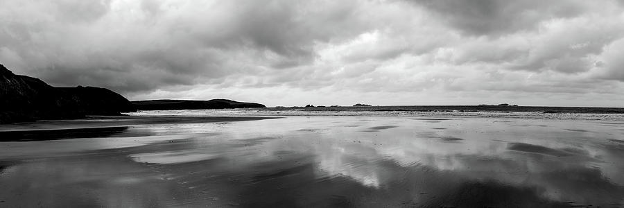 Whitesands bay beach pembrokeshire coast wales black and white Photograph by Sonny Ryse