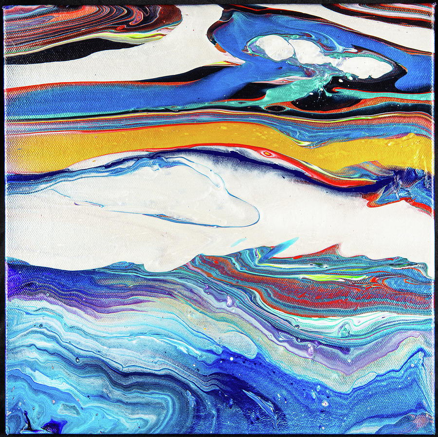 Whitestream - Colorful Flowing Liquid Marble Abstract Contemporary Acrylic Painting Digital Art by Sambel Pedes