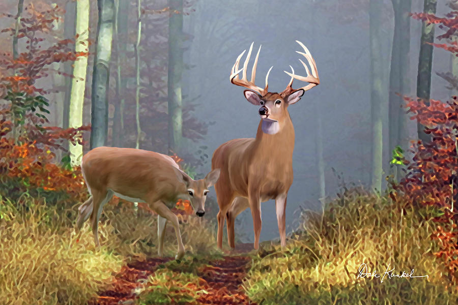 Whitetail Deer Art - Time of Endeerment Painting by Dale Kunkel Art