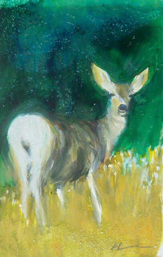 Whitetail Doe Painting by Ed Heaton