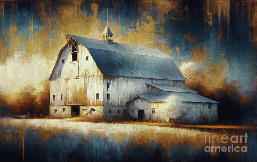 Whitewashed Memories - Portrait of an Old Barn Mixed Media by Maria Angelica Maira