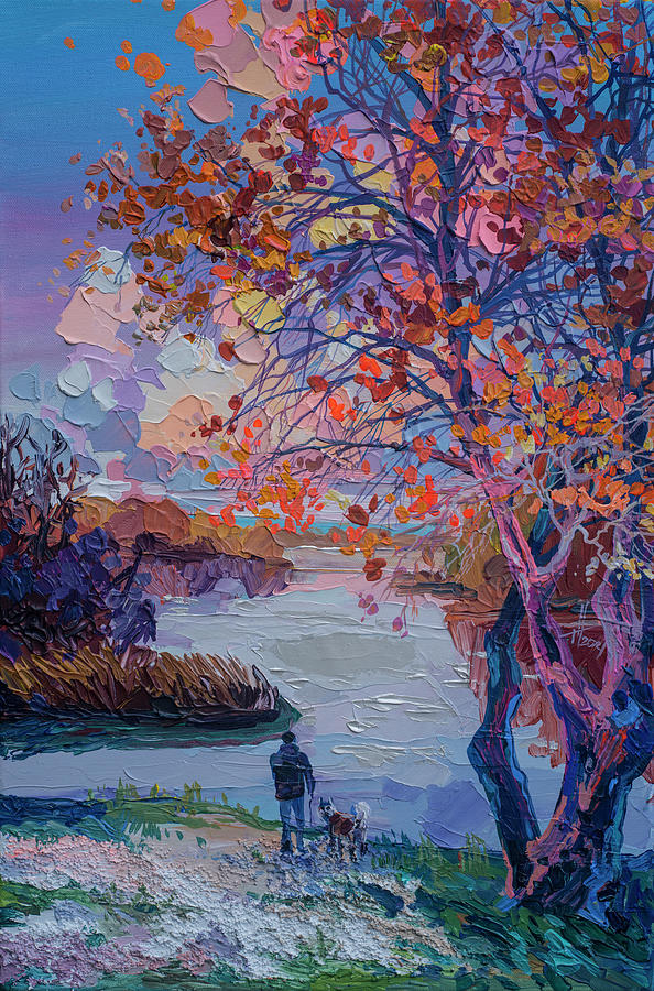 Whith A Friend On The Lake Painting by Anastasia Trusova