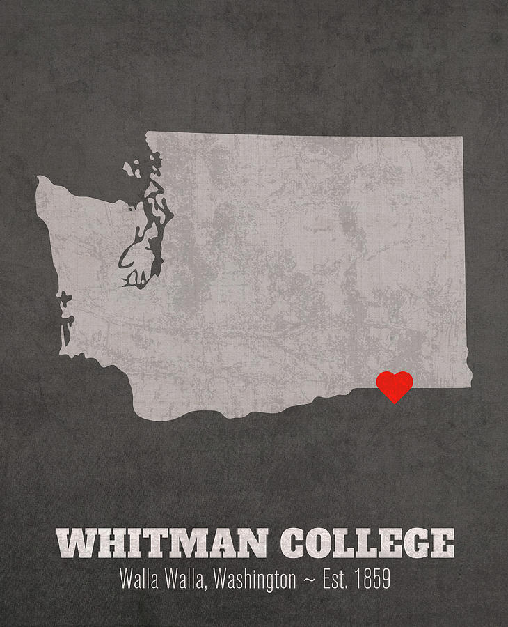 Map Mixed Media - Whitman College Walla Walla Washington Founded Date Heart Map by Design Turnpike