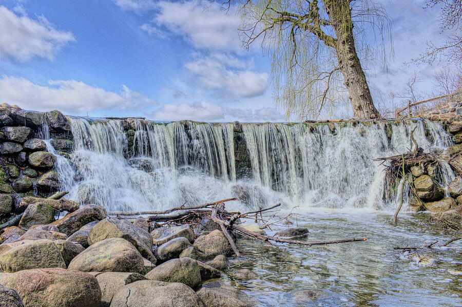 Whitnall Park Waterfall And Blue Sky Photograph by Dale Kauzlaric Whitnall Park Waterfall And Blue Sky Photograph by Dale Kauzlaric