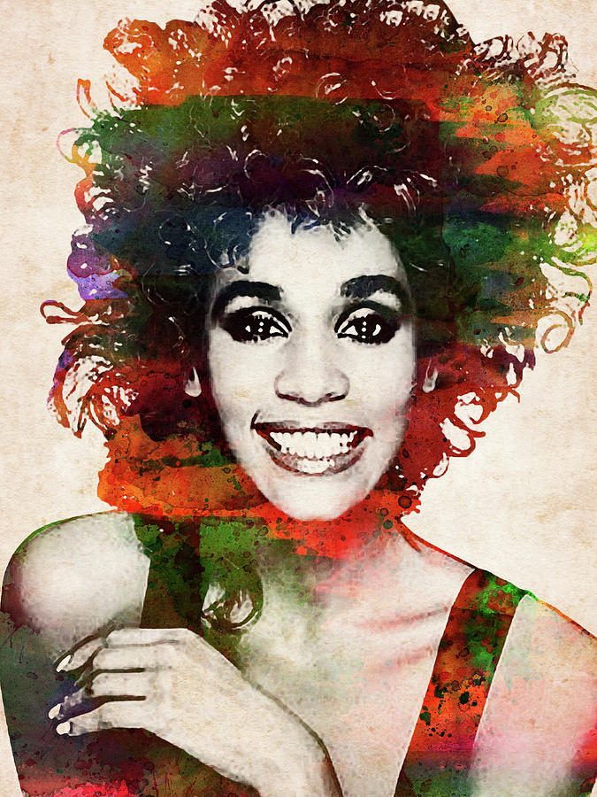 Whitney Houston Colorful Watercolor Portrait Digital Art By Mihaela ...