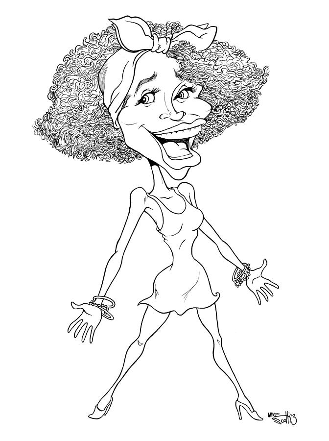 Whitney Houston Drawing by Mike Scott