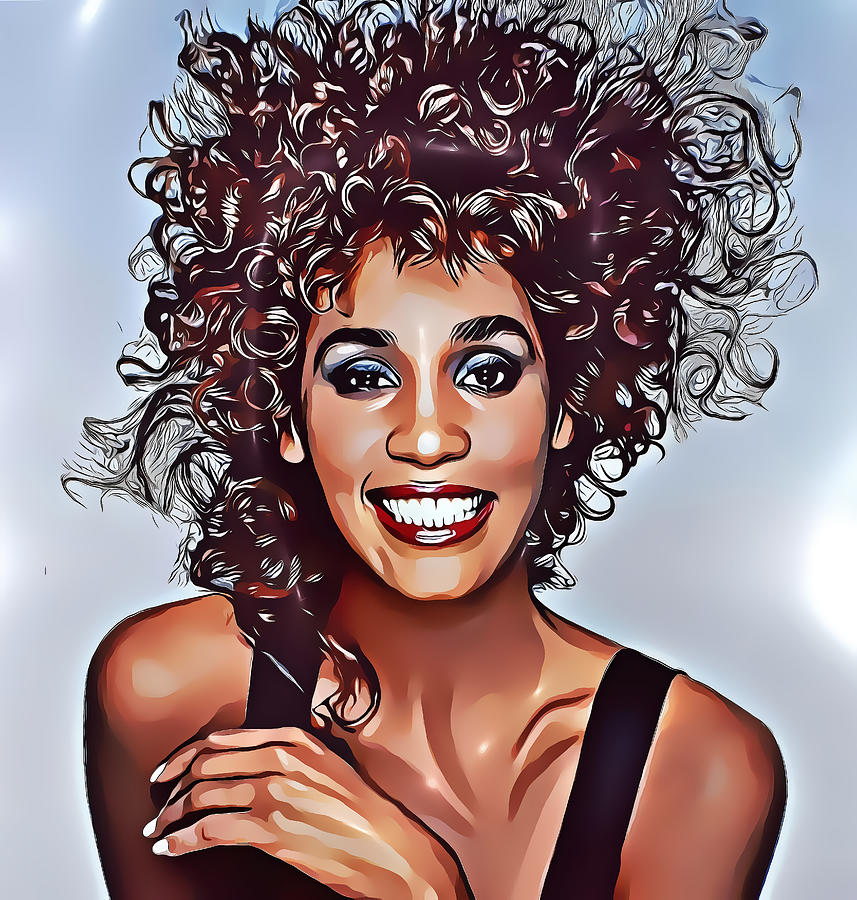 Whitney Houston portrait Digital Art by Nenad Vasic