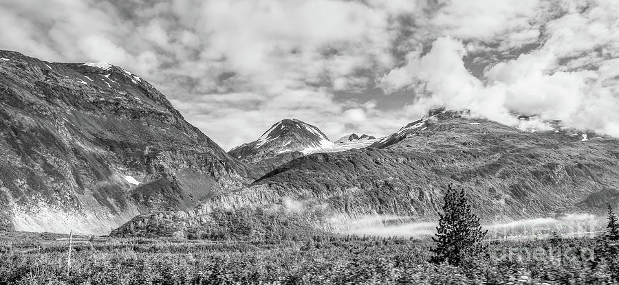 Whittier Alaska Mountains Pano Grayscale Photograph by Jennifer White