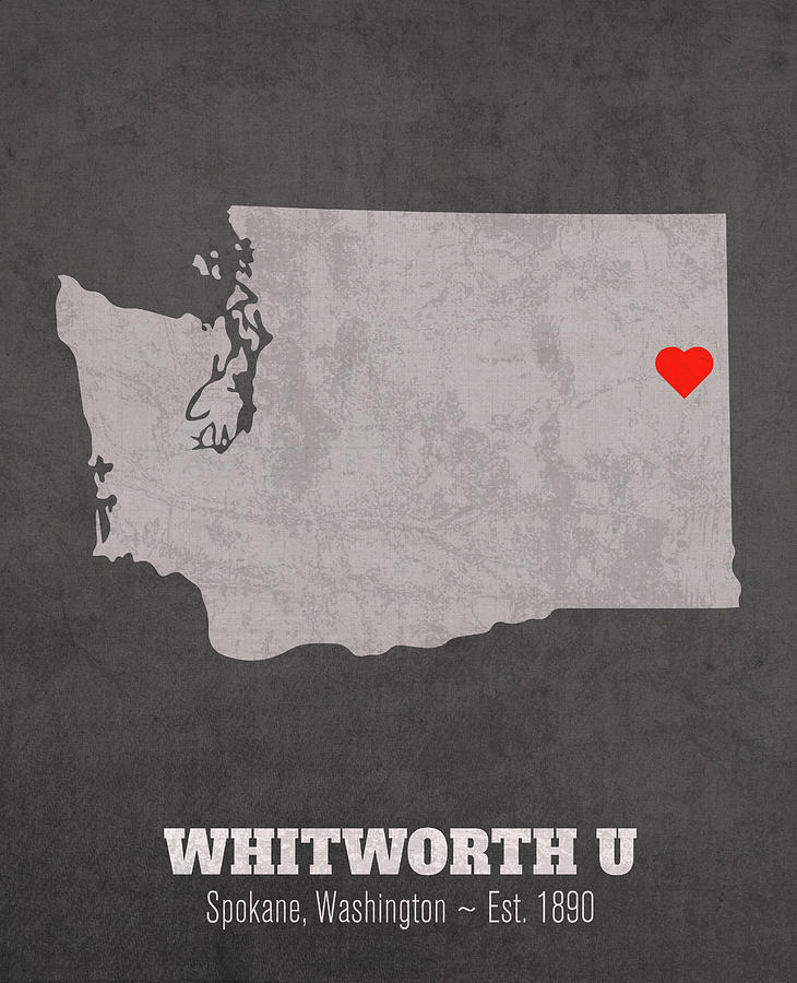 Spokane Mixed Media - Whitworth University Spokane Washington Founded Date Heart Map by Design Turnpike
