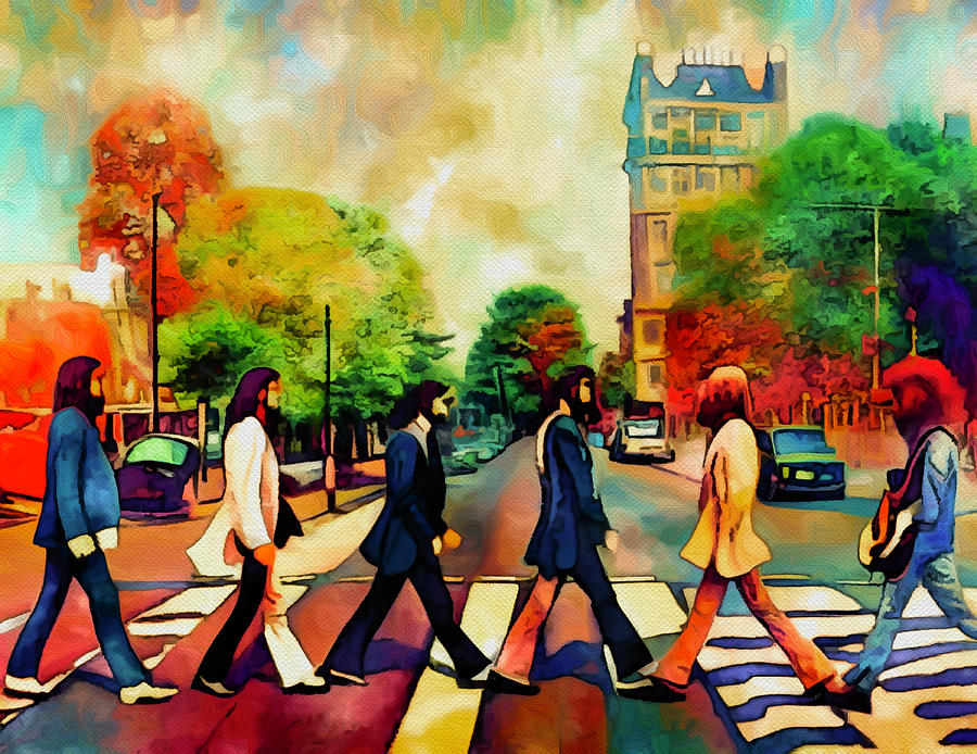 Who Is That On Abbey Road Mixed Media by Ann Leech