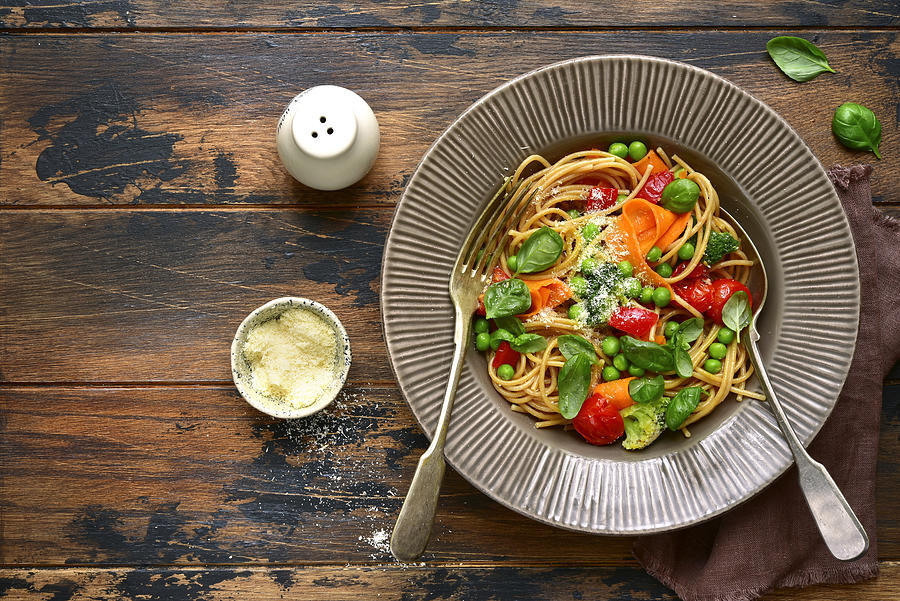 Whole grain pasta primavera Photograph by Lilechka75