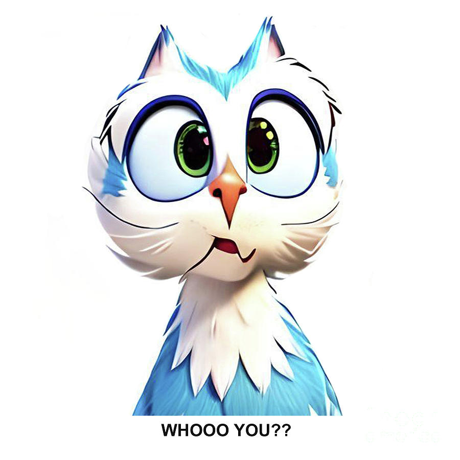 Whooo You? - Owl Cartoon Digital Art by Art MacKay